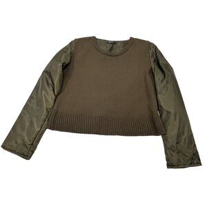Repeat Mixed Media Sweater, NWT, Olive Green, XL